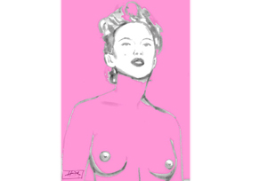 Pinke Farbe: Aktvorlage Brustporträt Scarlett – Malmotiv mit Anleitung