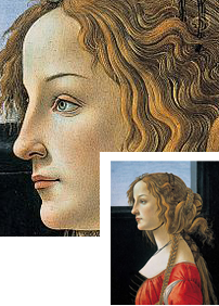 Bildnis einer jungen Frau, etwa 1476-1480, Sandro Botticelli, Tempera auf Holz, 47,5 × 35 cm