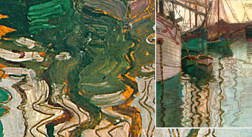 abstrakte Maltechnik im Detail, Ölmalerei von Egon Schiele