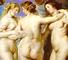 Rubens drei Grazien, Ausschnitt, drei stehende Akte dem Betrachter abgewandt
