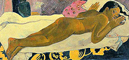Gauguin, auf dem Bett liegender Akt in Bauchlage, diagonal Komposition